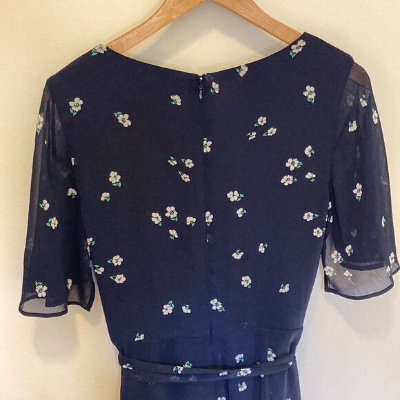 DKNY Chiffon Floral Dress, Navy, 10, NWOT - Picture 2 of 5